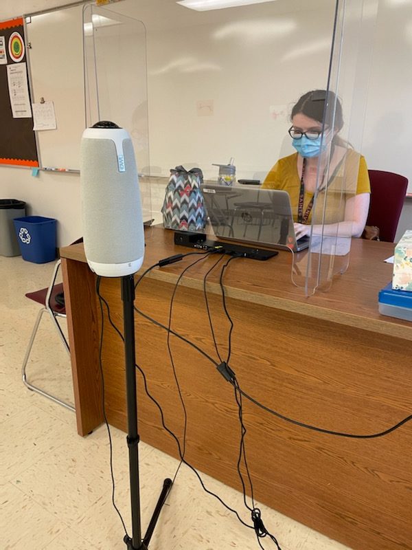 East teacher Briana Britton uses the Owl camera in one of her lessons. Photo by Katie Kempff. 