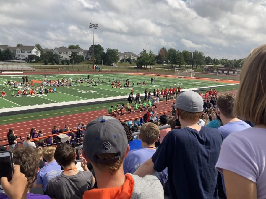 The Pep Assembly was held outside with the tug-of-war event as a traditional highlight.