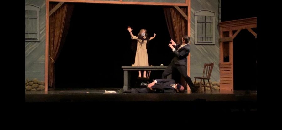 Keira Denker, Andrew Petrine, and Parker Moran in one of the shows vignettes. Photo courtesy of Keira Denker. 