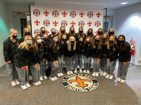 Easts Dance Team poses for the traditional state send-off photo.