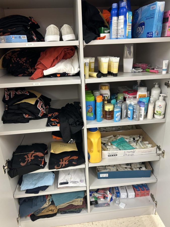 In-house supplies for students are stored for the Care Closet. Photo courtesy of Maura Kenny
