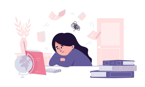A person stresses about their school work. Photo courtesy of Adobe Stock.