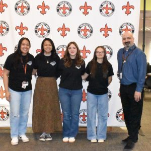 From left to right: Amanda Hayes, Yzabelle de Luna, Brynn Copp, Lauren Voigt and Jacob Stewart pose at the X-Ray state send-off. Photo by Denise Hayes.