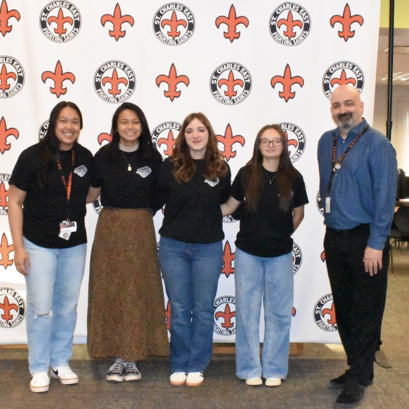 From left to right: Amanda Hayes, Yzabelle de Luna, Brynn Copp, Lauren Voigt and Jacob Stewart pose at the X-Ray state send-off. Photo by Denise Hayes.