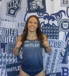 Senior Madeline Piekarz poses with her Butler University gear. Photo courtesy of Madeline Piekarz.